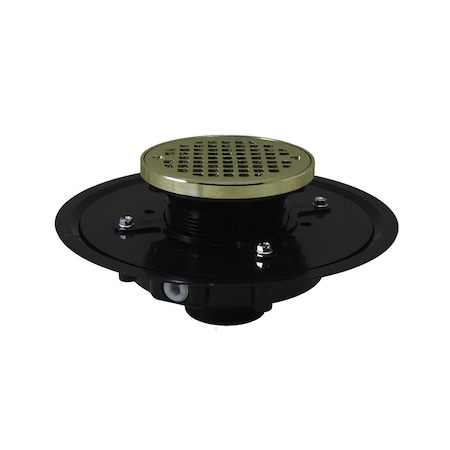 Jones Stephens 4in. Heavy Duty ABS Drain Base with 3-1/2in. Plastic Spud and 5in. Nickel Bronze Strainer with Ring D53481